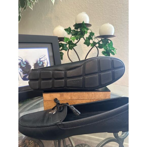 LUXURY PRADA DRIVER LOAFERS SLIPPERS SHOES 1DD036 BLACK EU38 US 8 Authentic - Picture 4 of 7